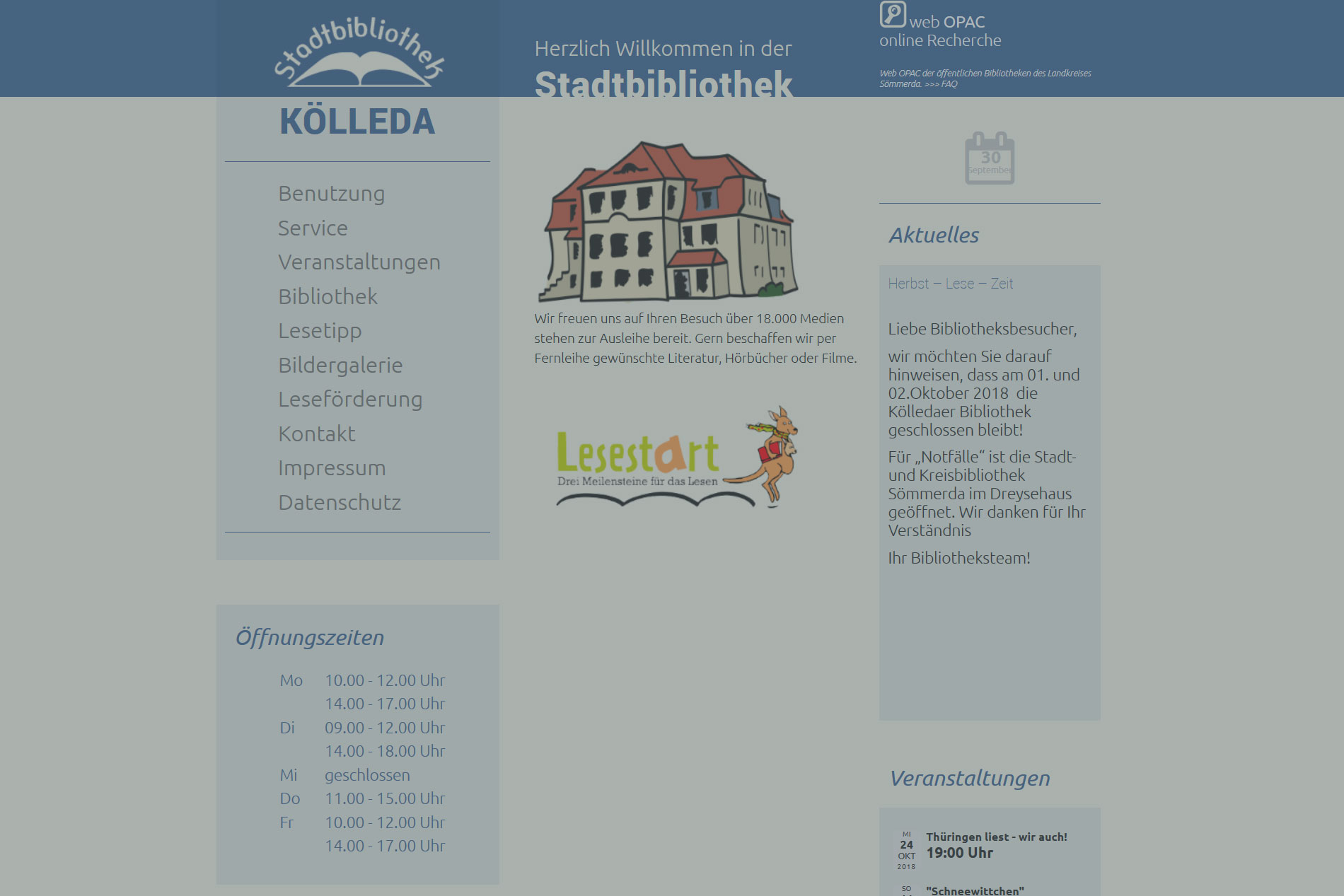 Website Stadtbibliothek Kölleda