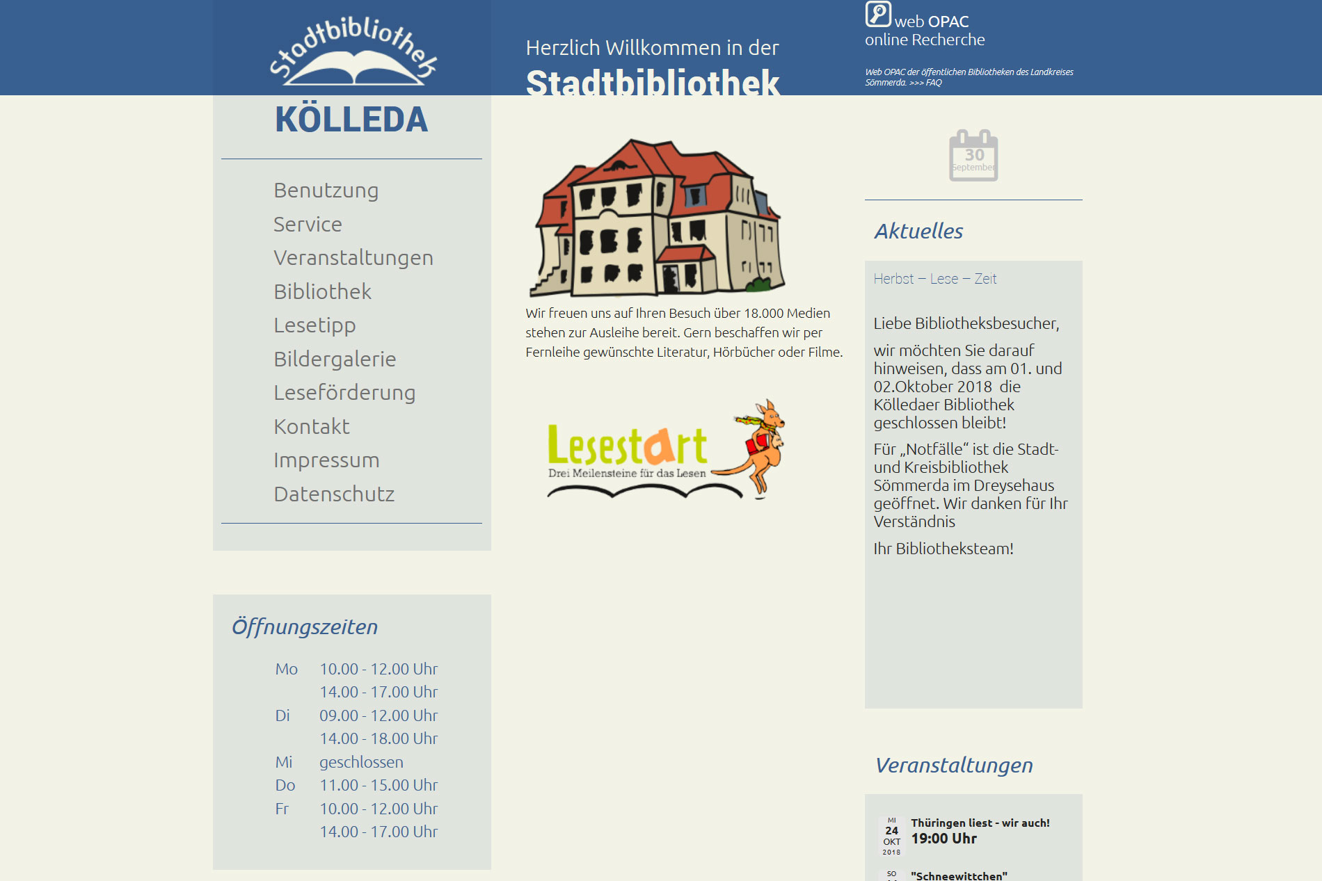 Website Stadtbibliothek | Kölleda